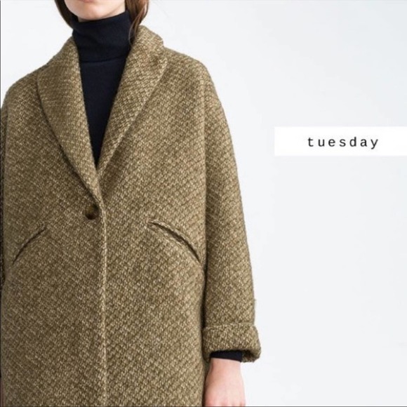 ** GET READY FOR FALL SALE !! ** Zara Structured Coat green brown tweed 1255/216 - Picture 4 of 10
